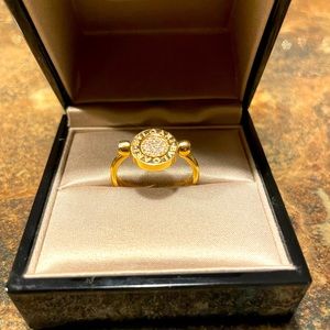 BVLGARI 18k Rose Gold .20 Pave-diamond Flip Ring